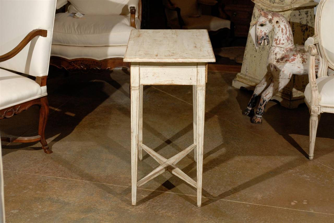 Swedish Neoclassical Style Painted Wood Side Table, circa 1880 with One Drawer 5