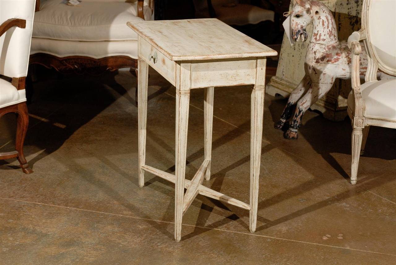 Swedish Neoclassical Style Painted Wood Side Table, circa 1880 with One Drawer 6