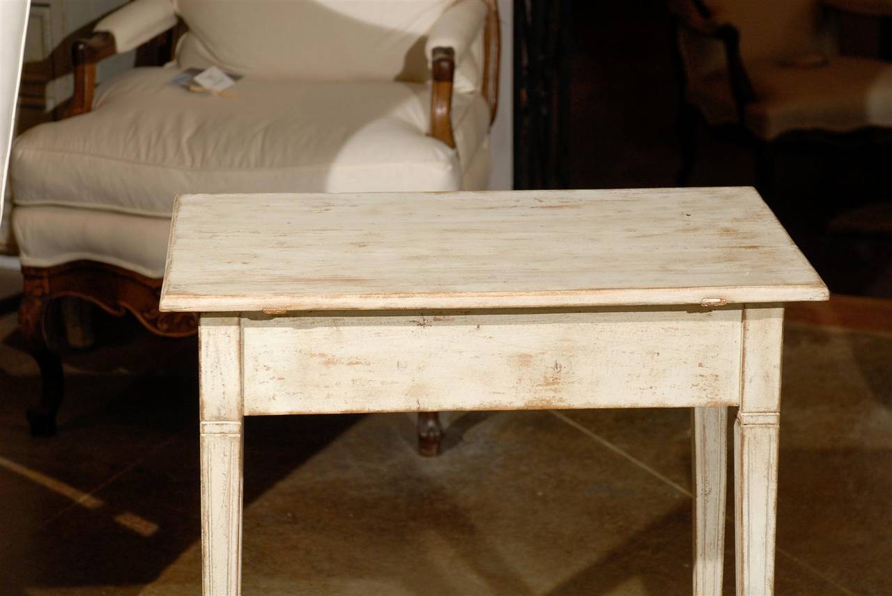 Swedish Neoclassical Style Painted Wood Side Table, circa 1880 with One Drawer 3