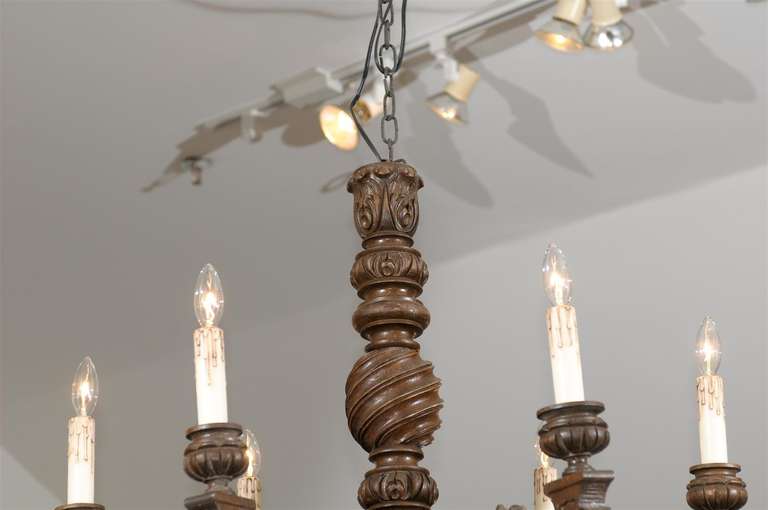French Napoleon III Period Carved Walnut Six-Light Chandelier with Scrolled Arms 2