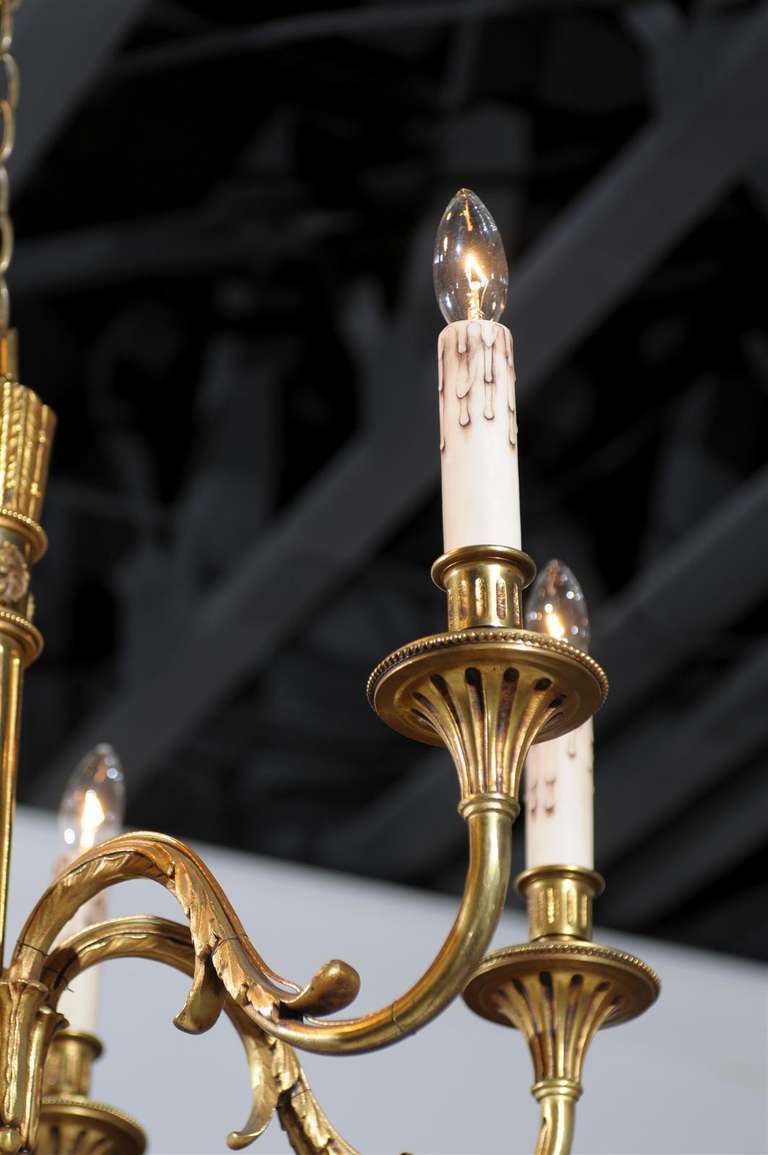 French Louis XVI Style Gilt Bronze Six-Light Chandelier with Quiver Motif, 1890s 4