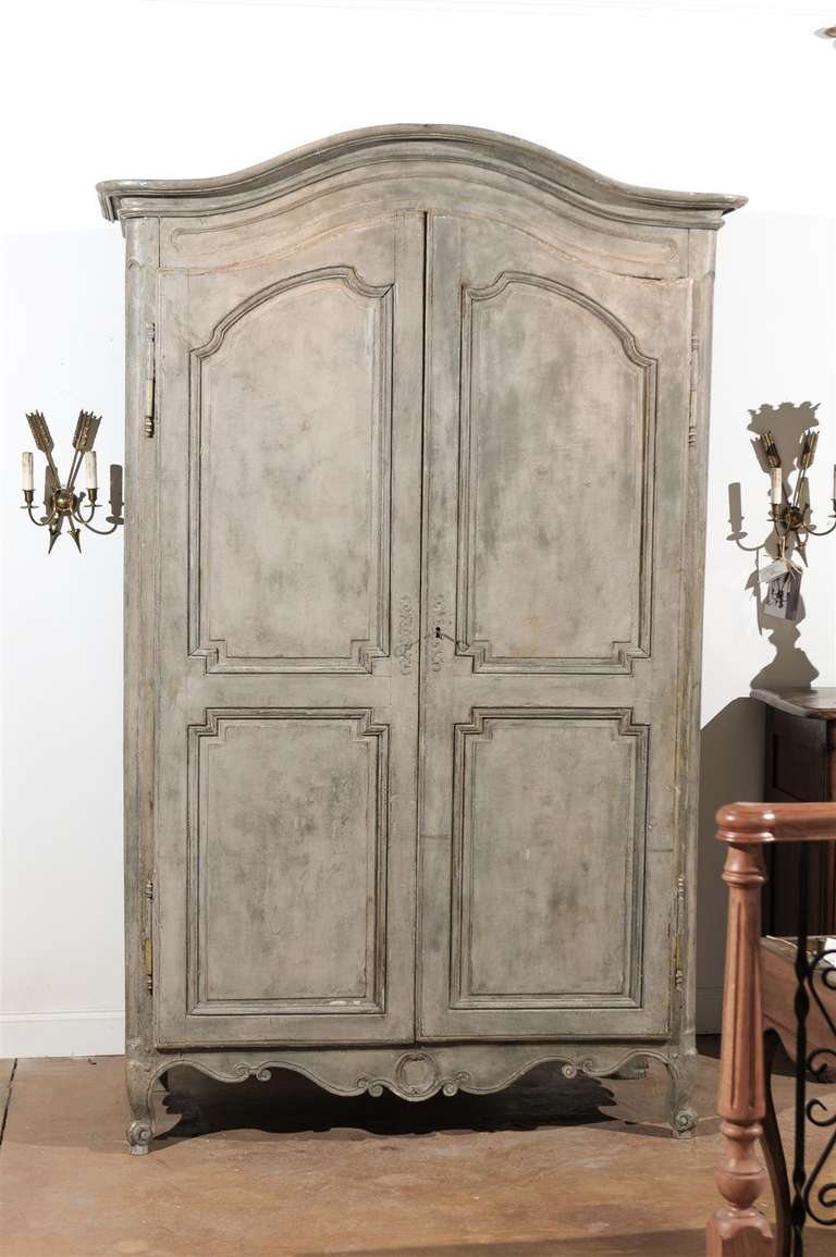 Beautiful Painted Armoire with Two Doors with an Interior Buffet. Circa 1860