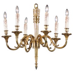 French Louis XVI Style Gilt Bronze Six-Light Chandelier with Quiver Motif, 1890s