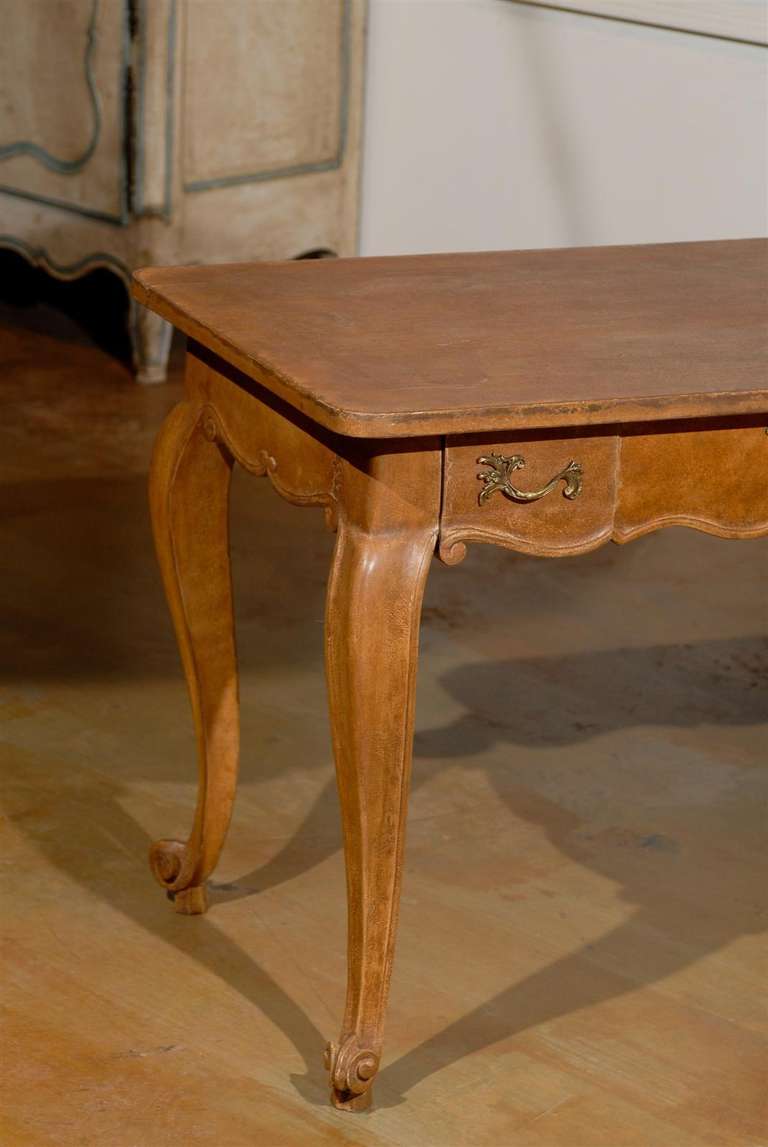 Wood 19th Century French Louis XV Walnut Side Table Desk