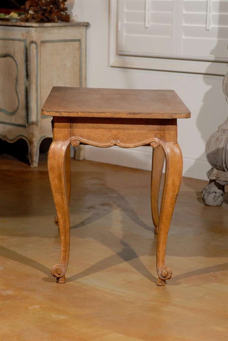 Hand-Carved 19th Century French Louis XV Walnut Side Table Desk