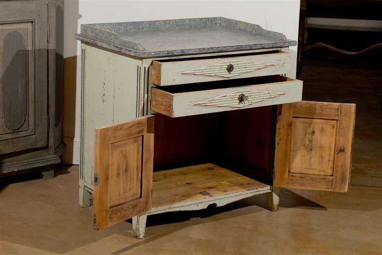 Swedish 1890s Gustavian Style Painted Wood Buffet with Two Drawers and Two Doors 5