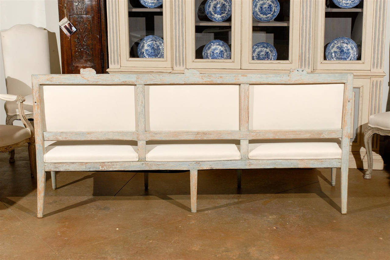Neoclassical Revival Swedish Painted and Carved Upholstered Bench, circa 1890 For Sale 2