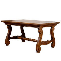 Northern Italian Fratino Walnut Desk with Lyre-Shaped Legs from the 1890s