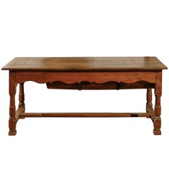 French Wooden Pétrin Table with Original Dough Bin and Baluster Legs, circa 1750