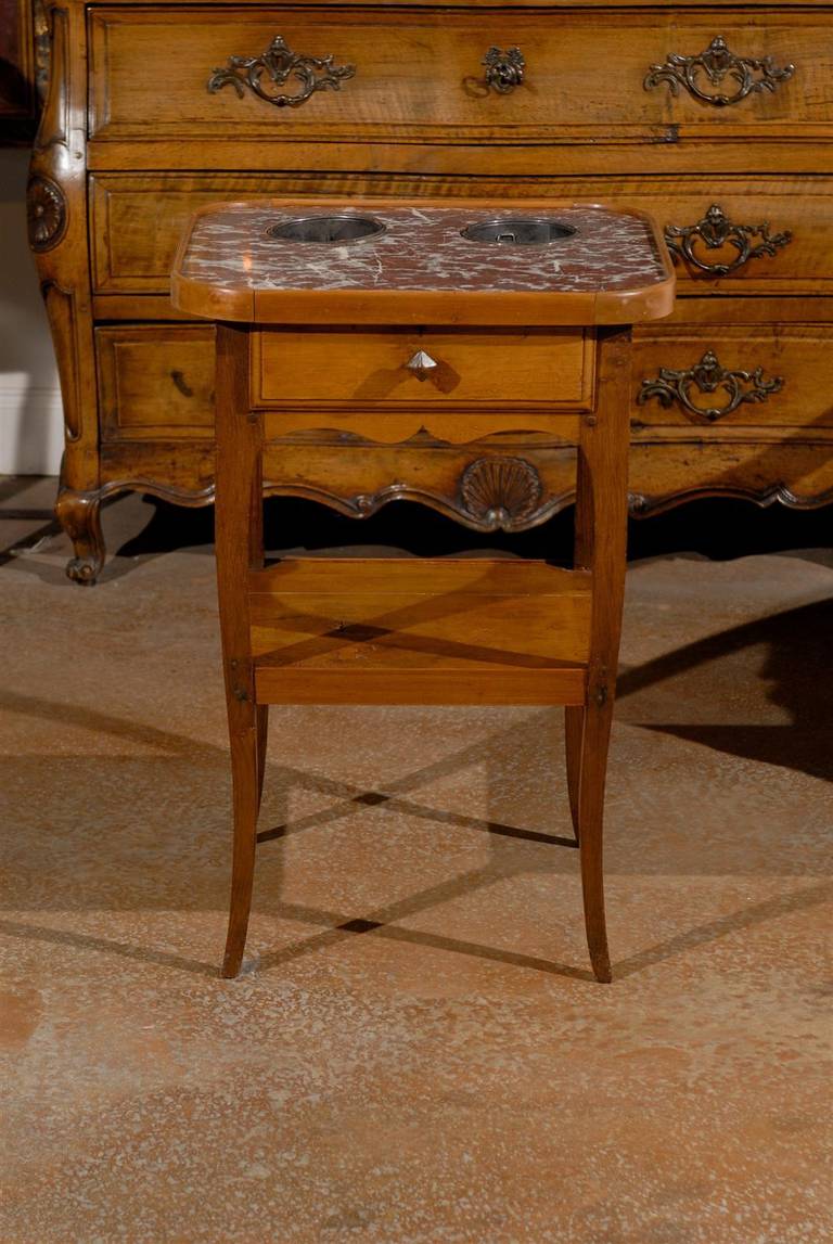 French Louis XV Style Cherry Rafraîchissoir with Red Marble Top, circa 1850 6