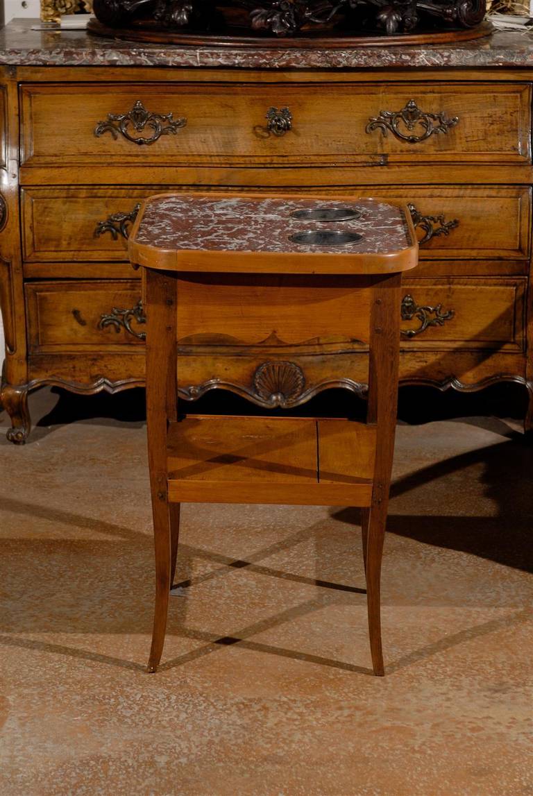 French Louis XV Style Cherry Rafraîchissoir with Red Marble Top, circa 1850 5