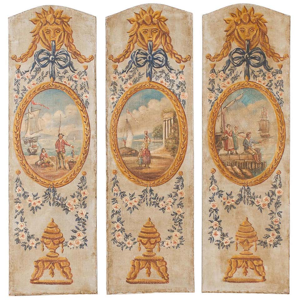 French White Painted Wall Panel With Center Medallion at 1stDibs