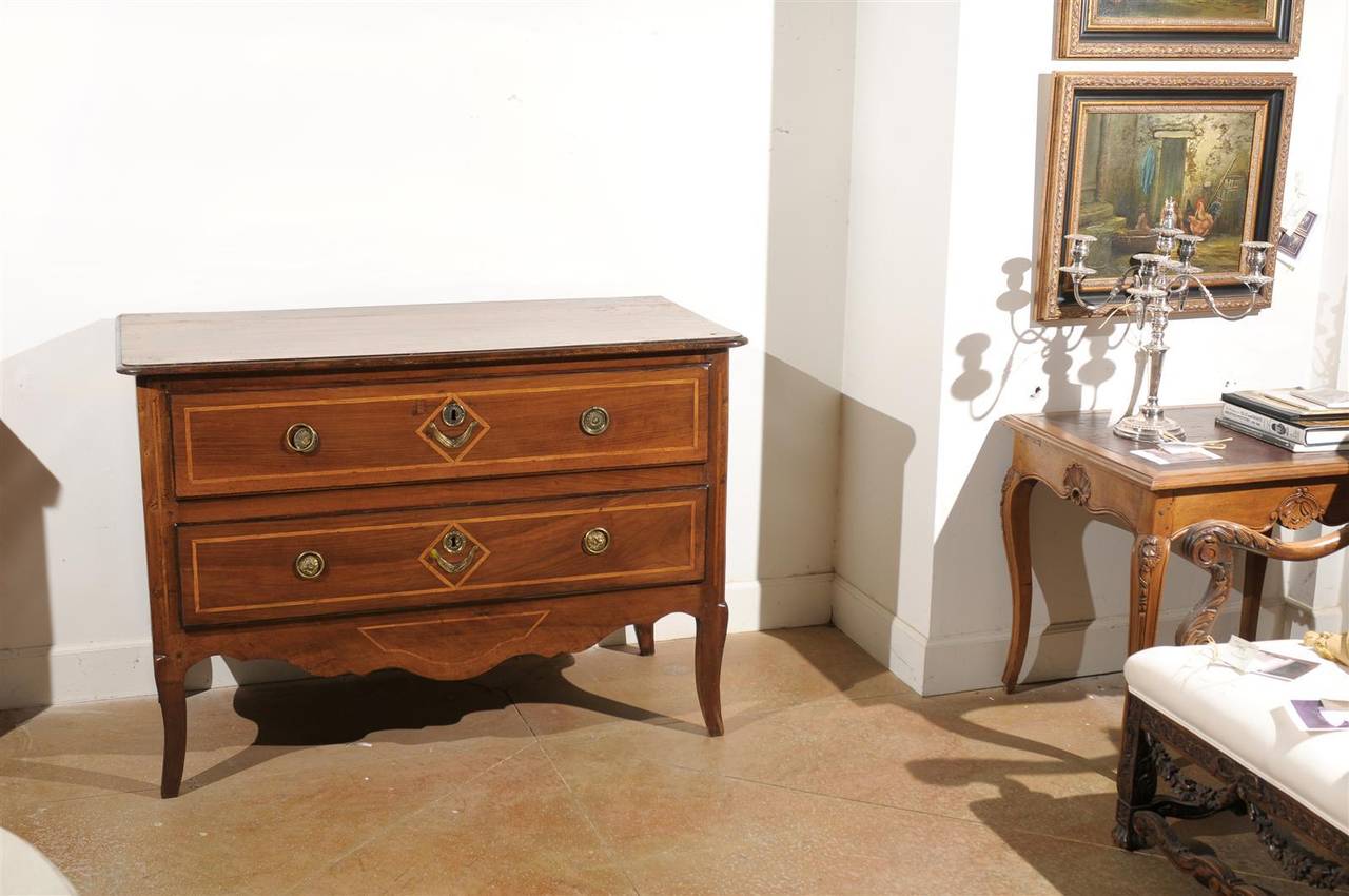 French Directoire Two-Drawer Walnut Commode with Banded Inlay from Provence For Sale 6