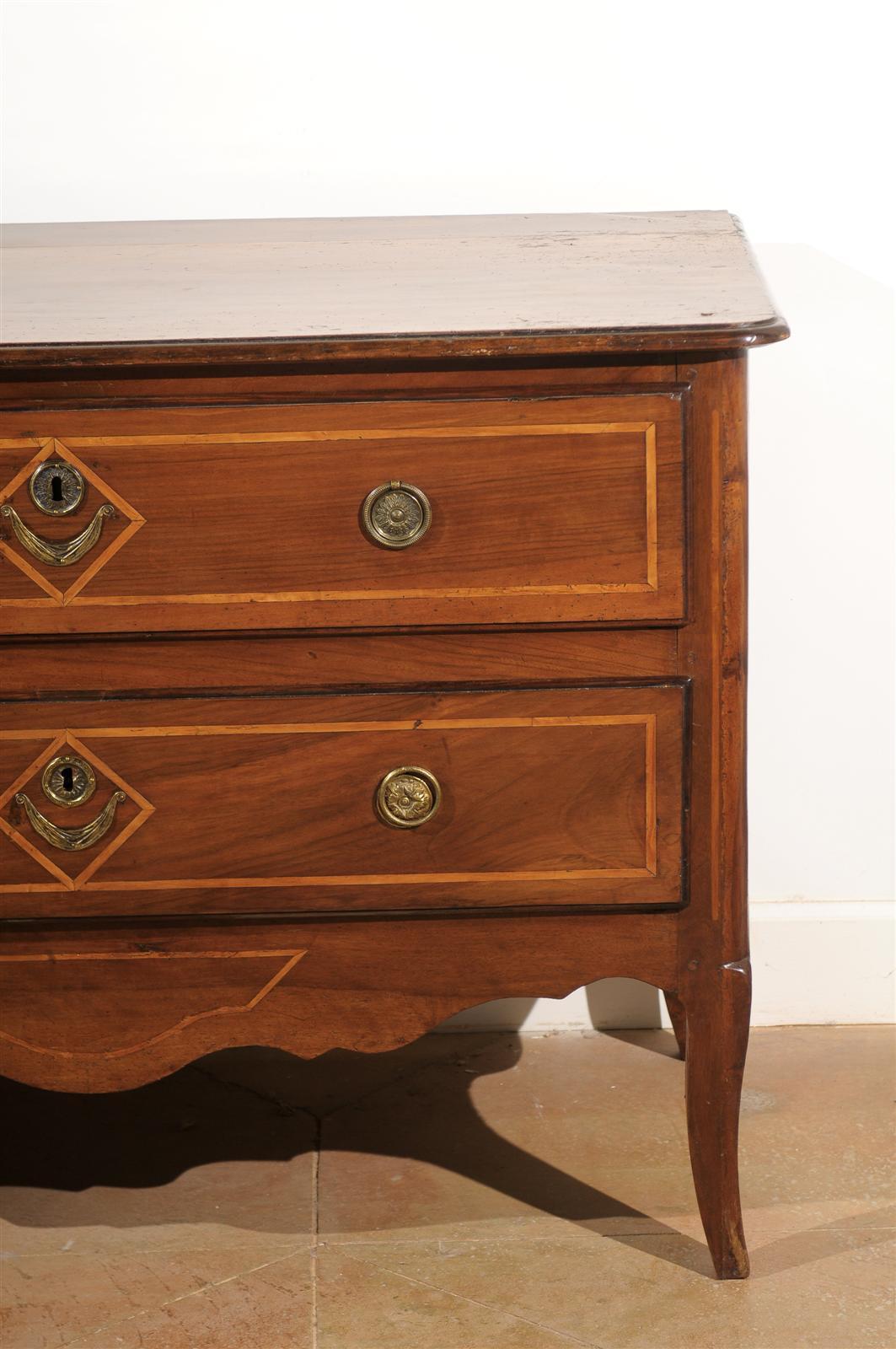 French Directoire Two-Drawer Walnut Commode with Banded Inlay from Provence For Sale 2