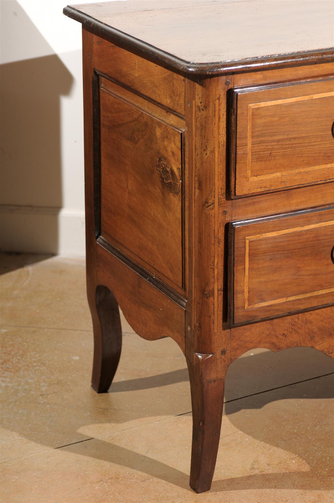 French Directoire Two-Drawer Walnut Commode with Banded Inlay from Provence For Sale 1