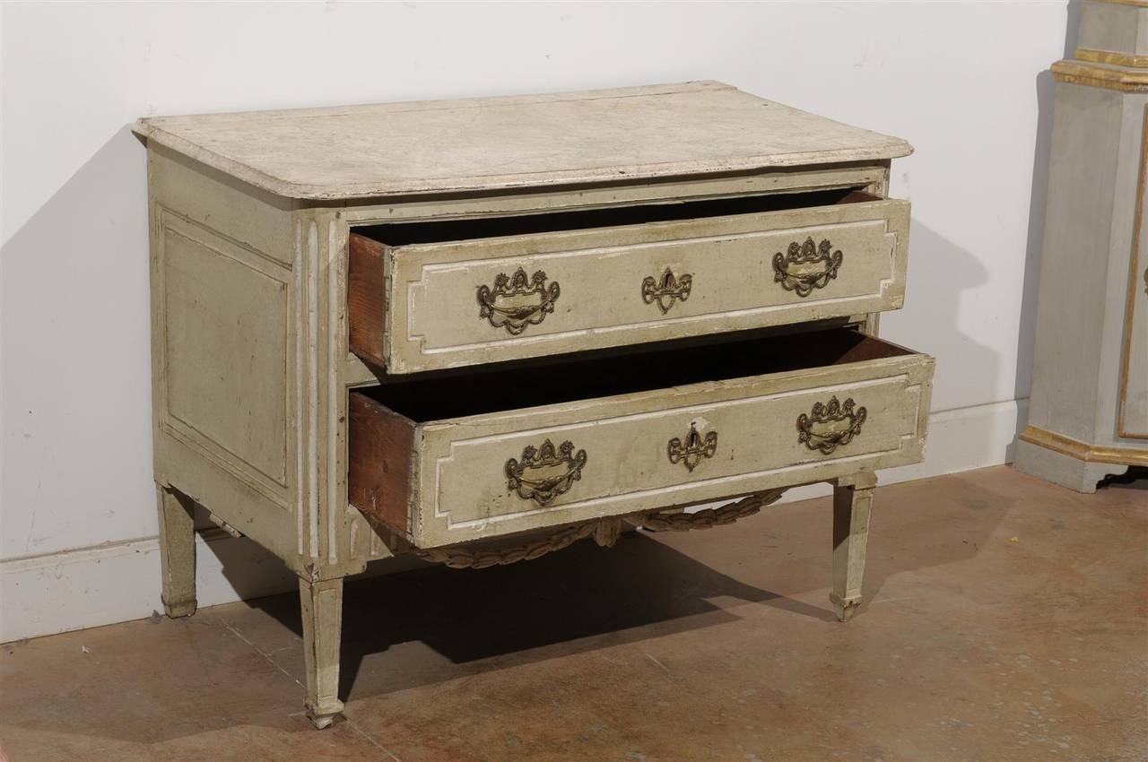 French Period Louis XVI Two-Drawer Commode with Carved Swag, circa 1780-1790 3