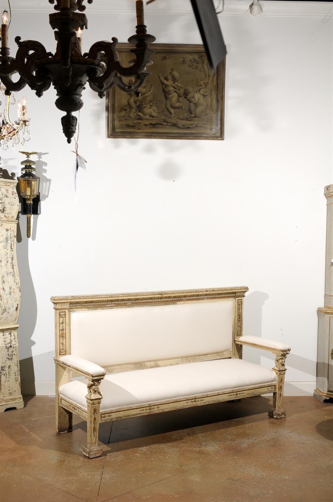 neoclassical wooden bench