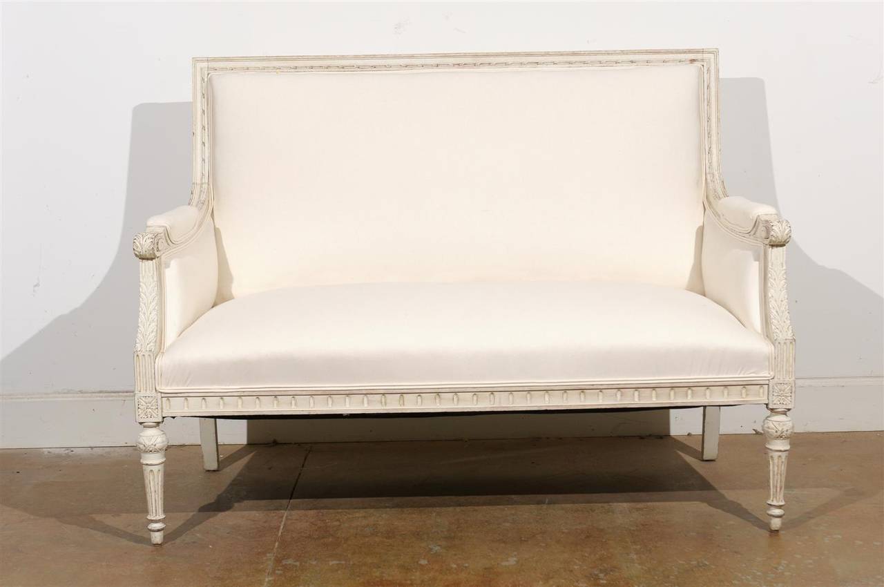 Swedish Neoclassical Revival Two-Seat Carved and Painted Sofa, circa 1880 3