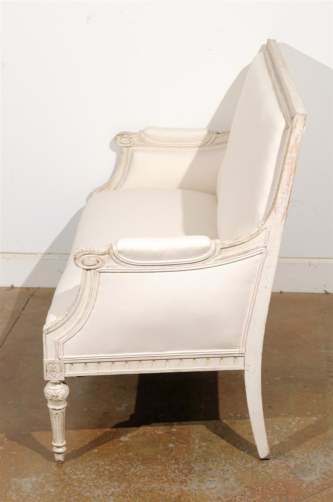 Swedish Neoclassical Revival Two-Seat Carved and Painted Sofa, circa 1880 2