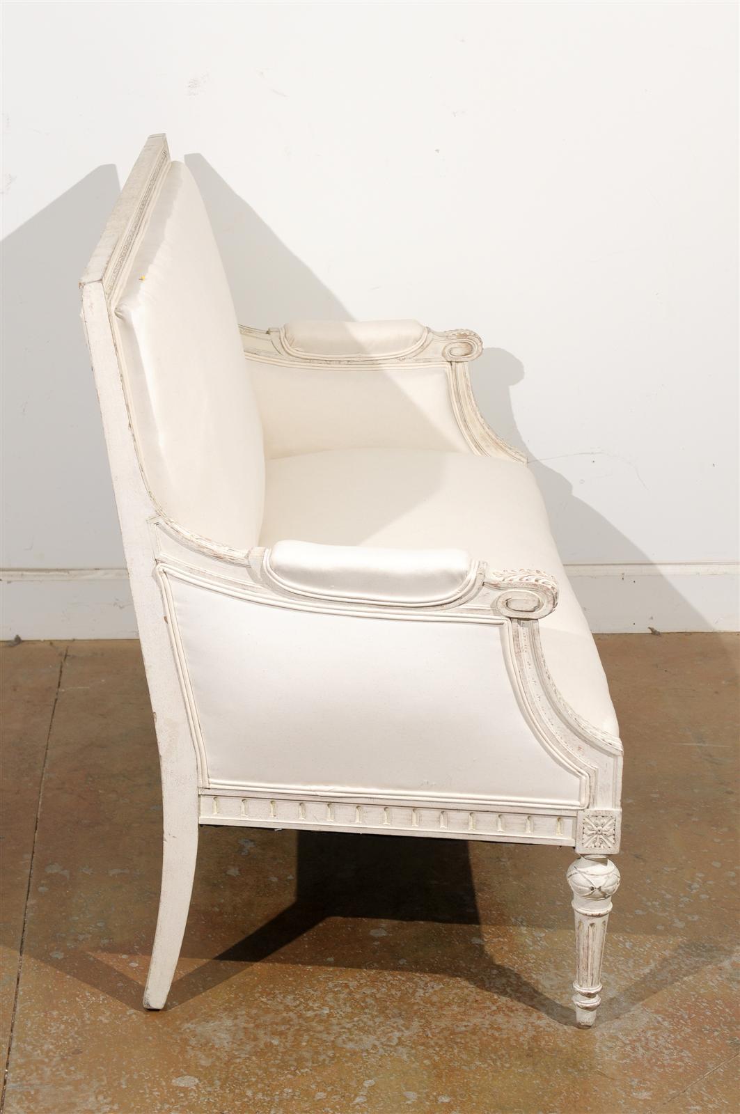 Swedish Neoclassical Revival Two-Seat Carved and Painted Sofa, circa 1880 1