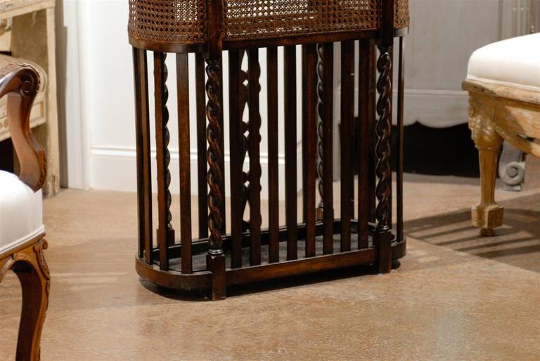 English Victorian Wood and Cane Umbrella Stand with Turned Supports and Volutes 5