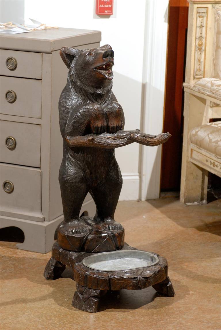 19th century Black Forest carved bear umbrella stand.