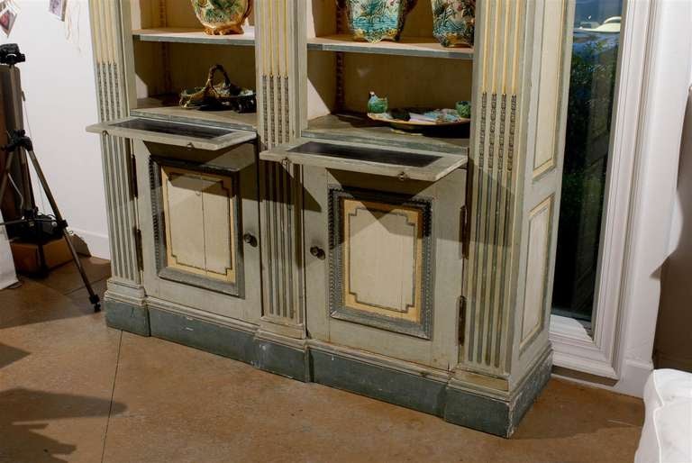 19th Century French Maison Jansen Louis XVI Style Painted Bookcase with Lotiform Pilasters