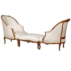 Used French Louis XV Style Walnut Duchesse Brisée, circa 1880 with New Upholstery