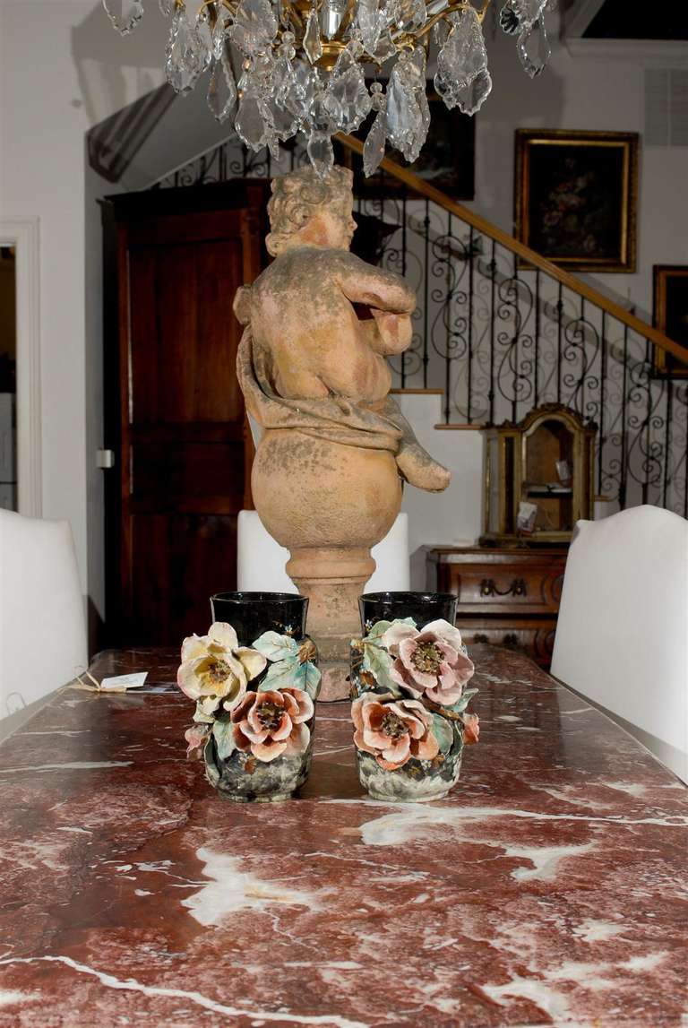 Pair of Barbotine Vases 1