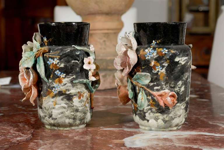 Pair of Barbotine Vases 3