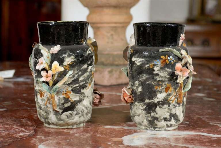 Pair of Barbotine Vases 2