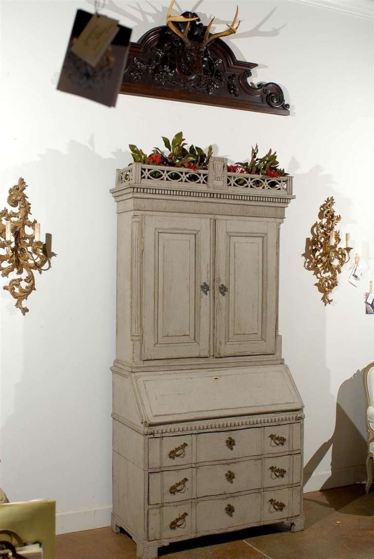 Baroque 18th Century Scandinavian Tall Secretary with State of Denmark Provenance Plaque