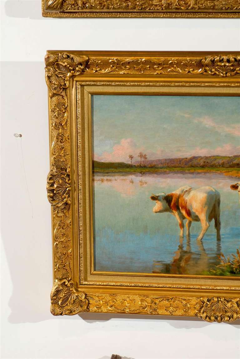 French Pastoral Oil Painting Signed by Félix Planquette, Late 19th Century In Excellent Condition In Atlanta, GA