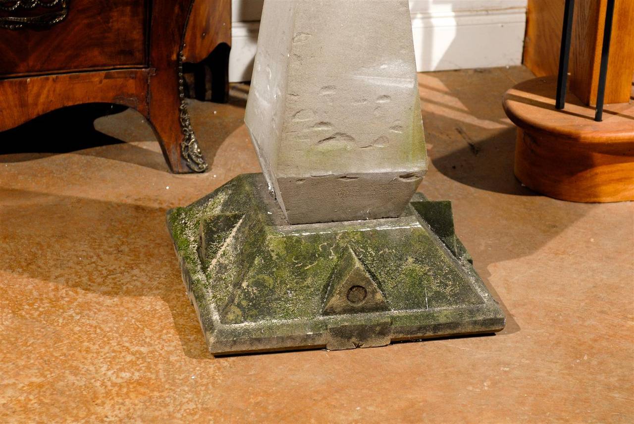 English Late 19th Century Sundial with Carved Limestone and Bronze Top For Sale 4