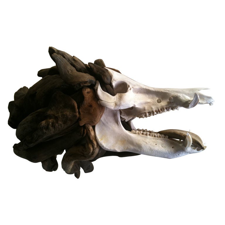 Driftwood Boar Sculpture For Sale