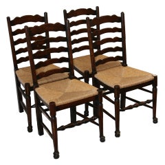 Set 4 English Oak Side Chairs