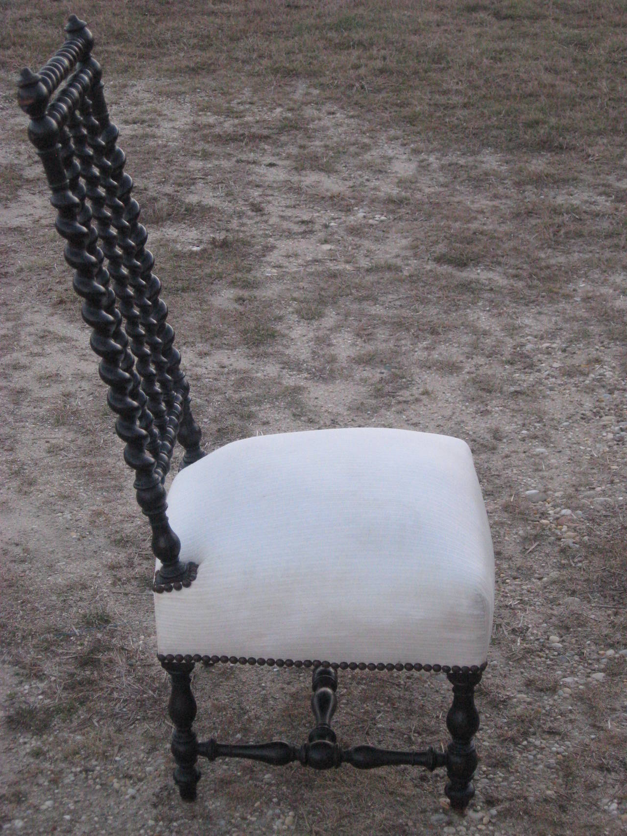 North American 19th Century American Ebonized Spindle Slipper Chair