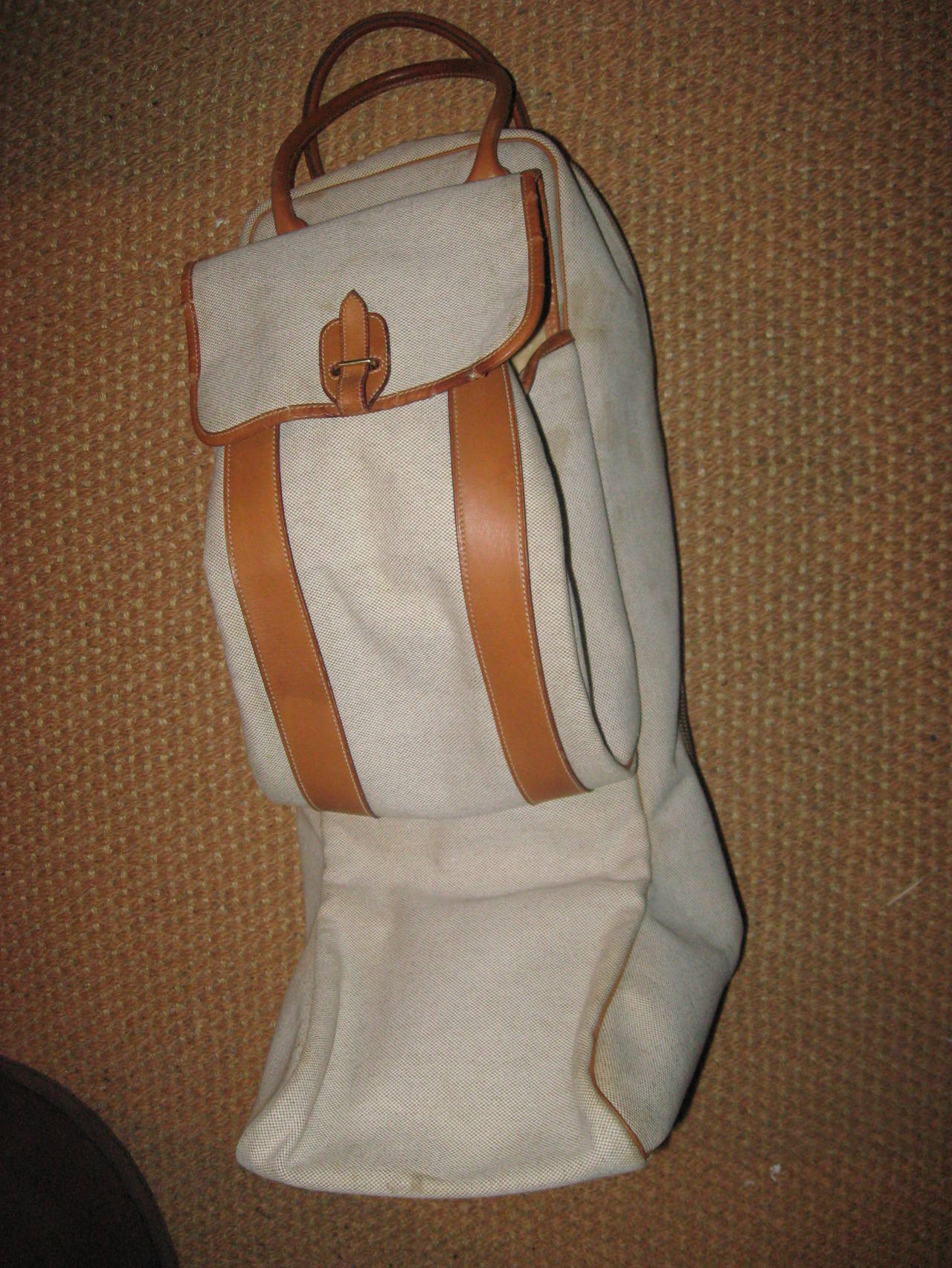 Hermes rare vintage equestrian canvas and leather bag. holds riding boots, helmet and room for more ''size 29