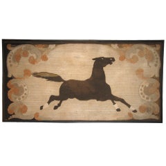 60" 19th Century American Hooked Rug Framed 9