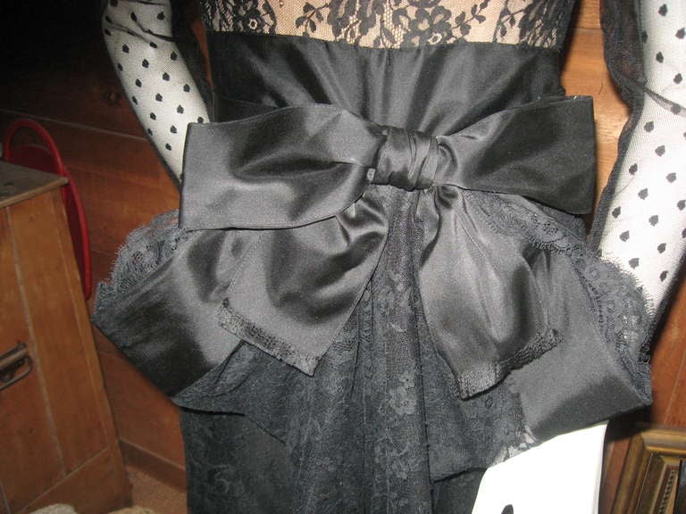 Bill Blass Vintage Little Black Lace Dress In Excellent Condition In Water Mill, NY