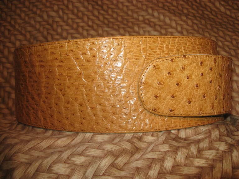 Ostrich Belt In Excellent Condition In Water Mill, NY