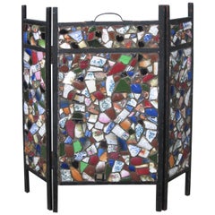 Antique Tramp Art Mosaic American Fire Screen