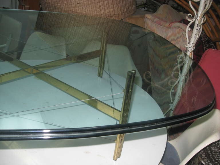 Mid-Century Brass and Glass Coffee Table In Good Condition In Water Mill, NY