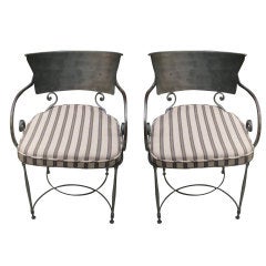 Pair of Italian Brushed Steel Chairs