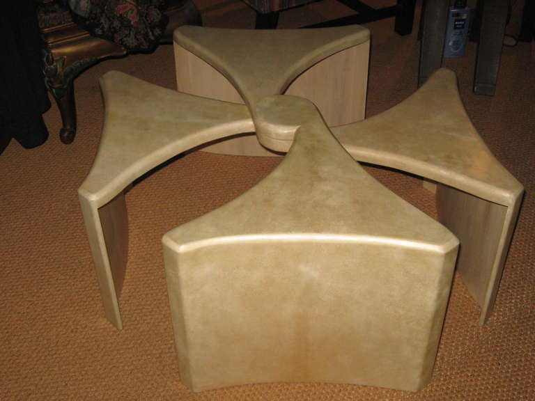 French R & Y Augousti Goatskin Articulated Coffee Table For Sale