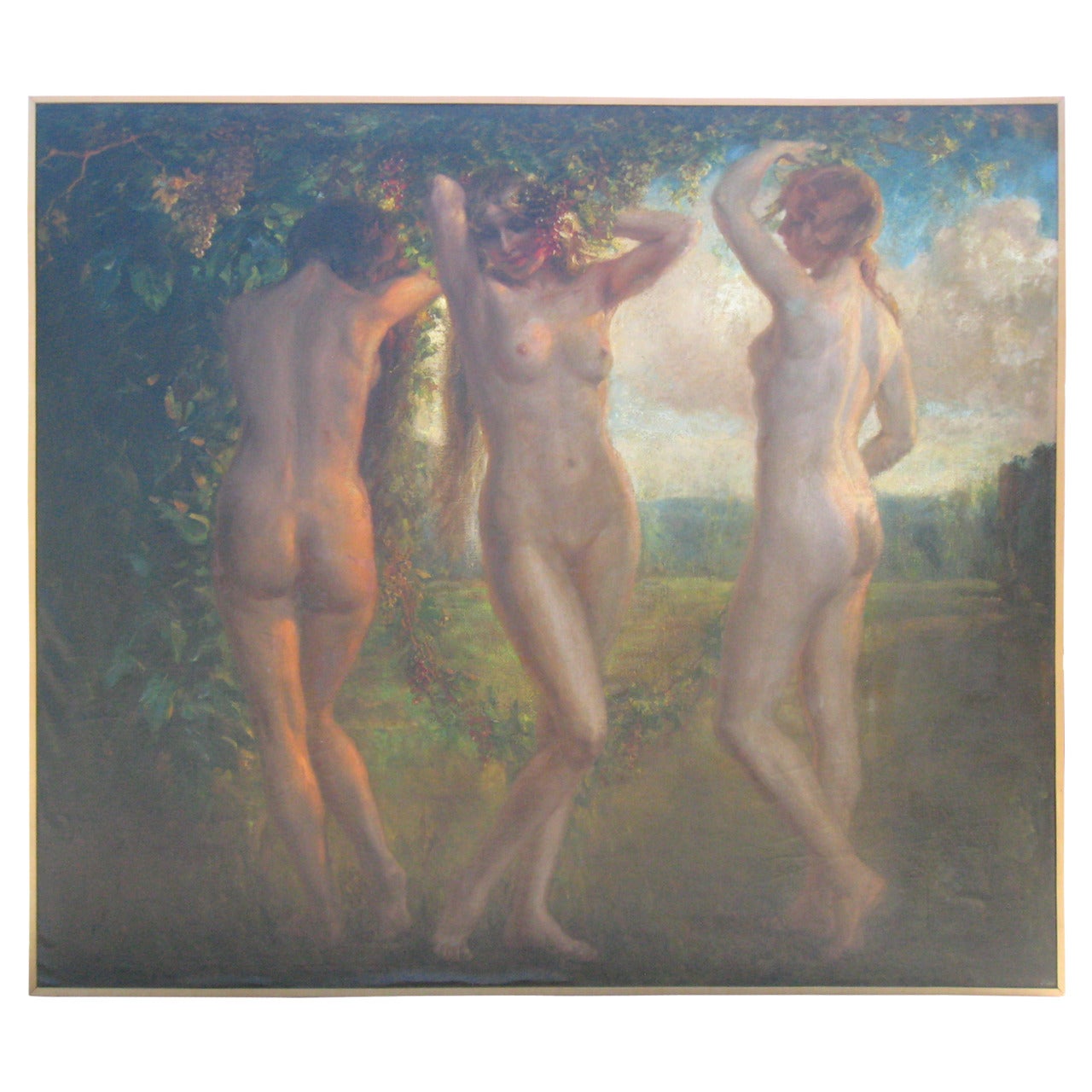 91" Oil painting of Three Nudes by Arnaldo Tamborini Jr