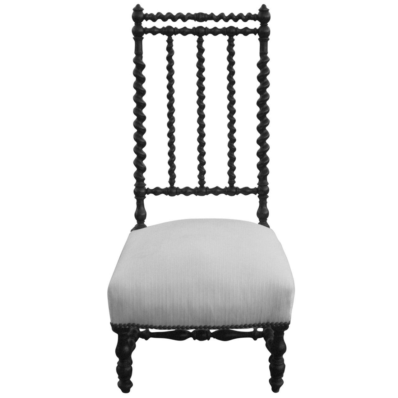 19th Century American Ebonized Spindle Slipper Chair