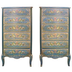 Pair of Painted Tall Chests