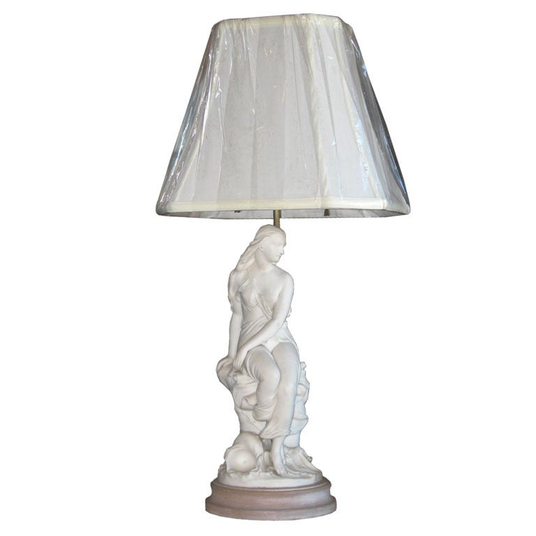 Minton Bisque Figure Made into Lamp For Sale