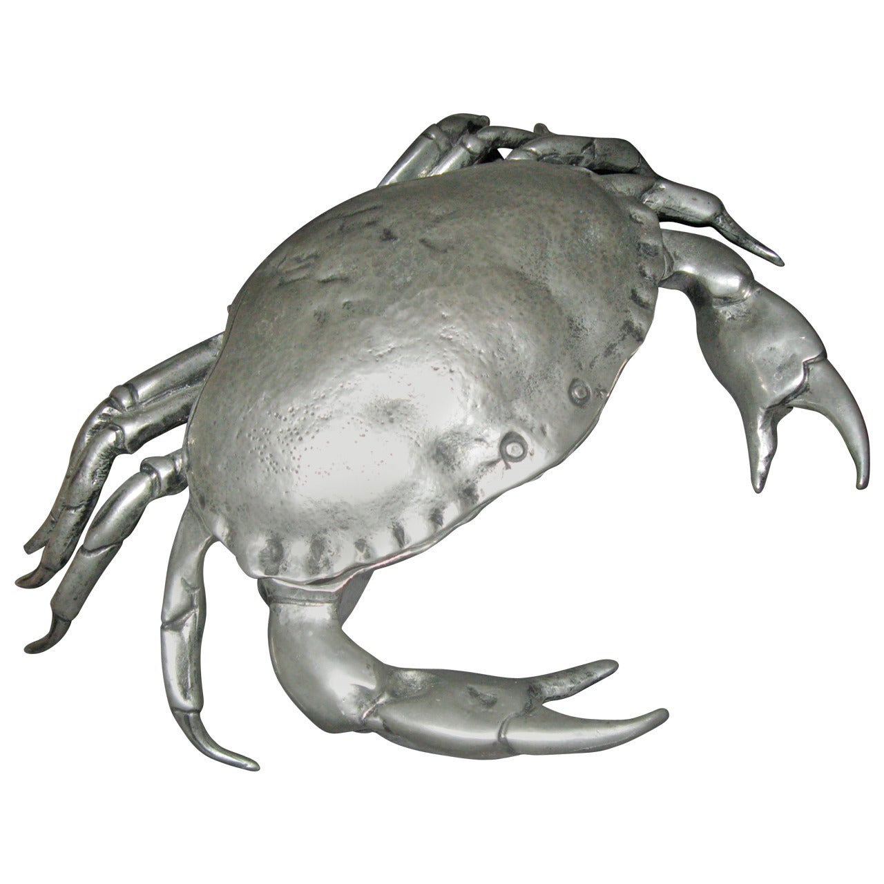 Cipolla Pewter Large Crab Caviar Dish and Spoon For Sale